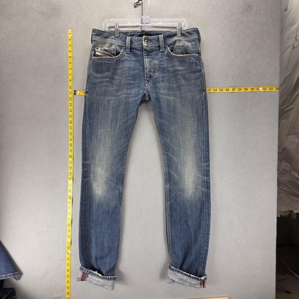 Diesel Jeans Mens 32x34 Blue Thanaz Selvedge‎ Italy Whiskers Honeycomb 0071B